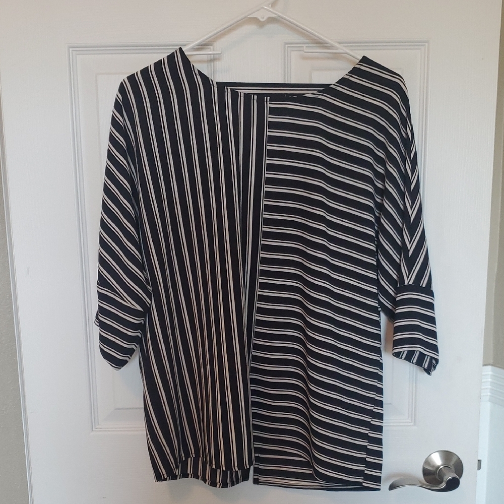 Apt. 9 Black and White Striped Blouse